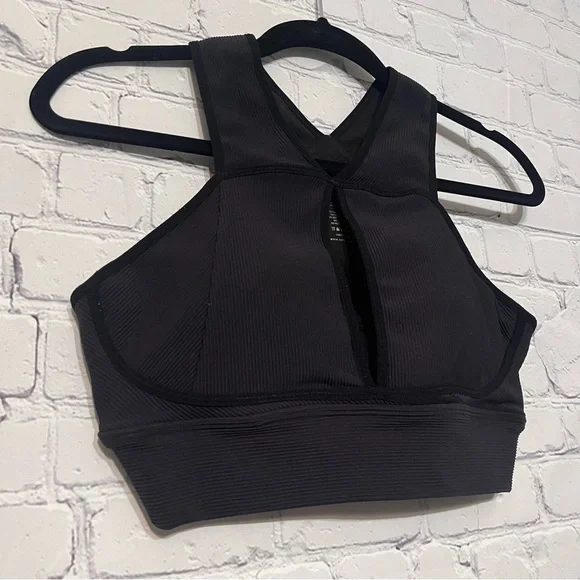 Buffbunny Sphynx Ribbed Sports Bra Onyx Black Women's Large High Neck Athletic - Picture 3 of 6